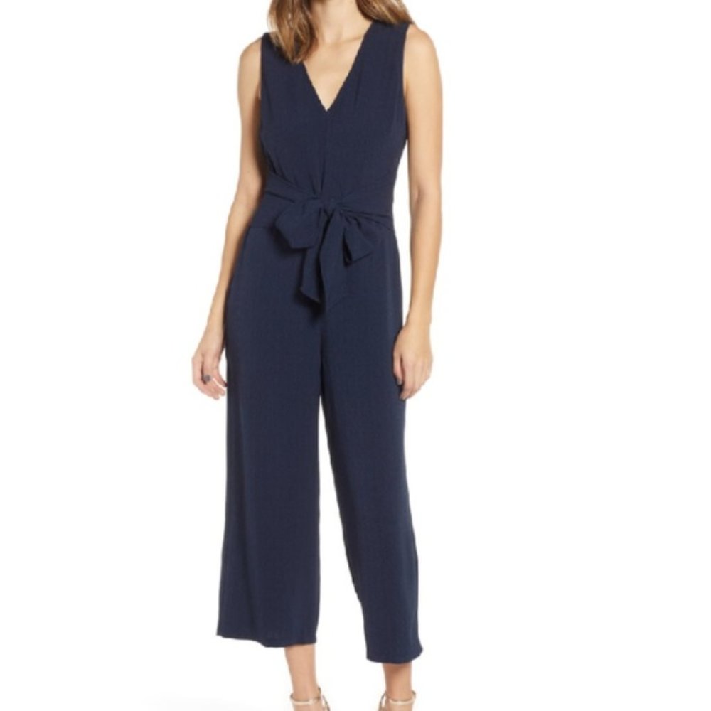 ASTR Tie Waist Crop Jumpsuit